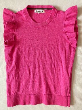 Boden Womens Medium Pink Frilled Linen Tank